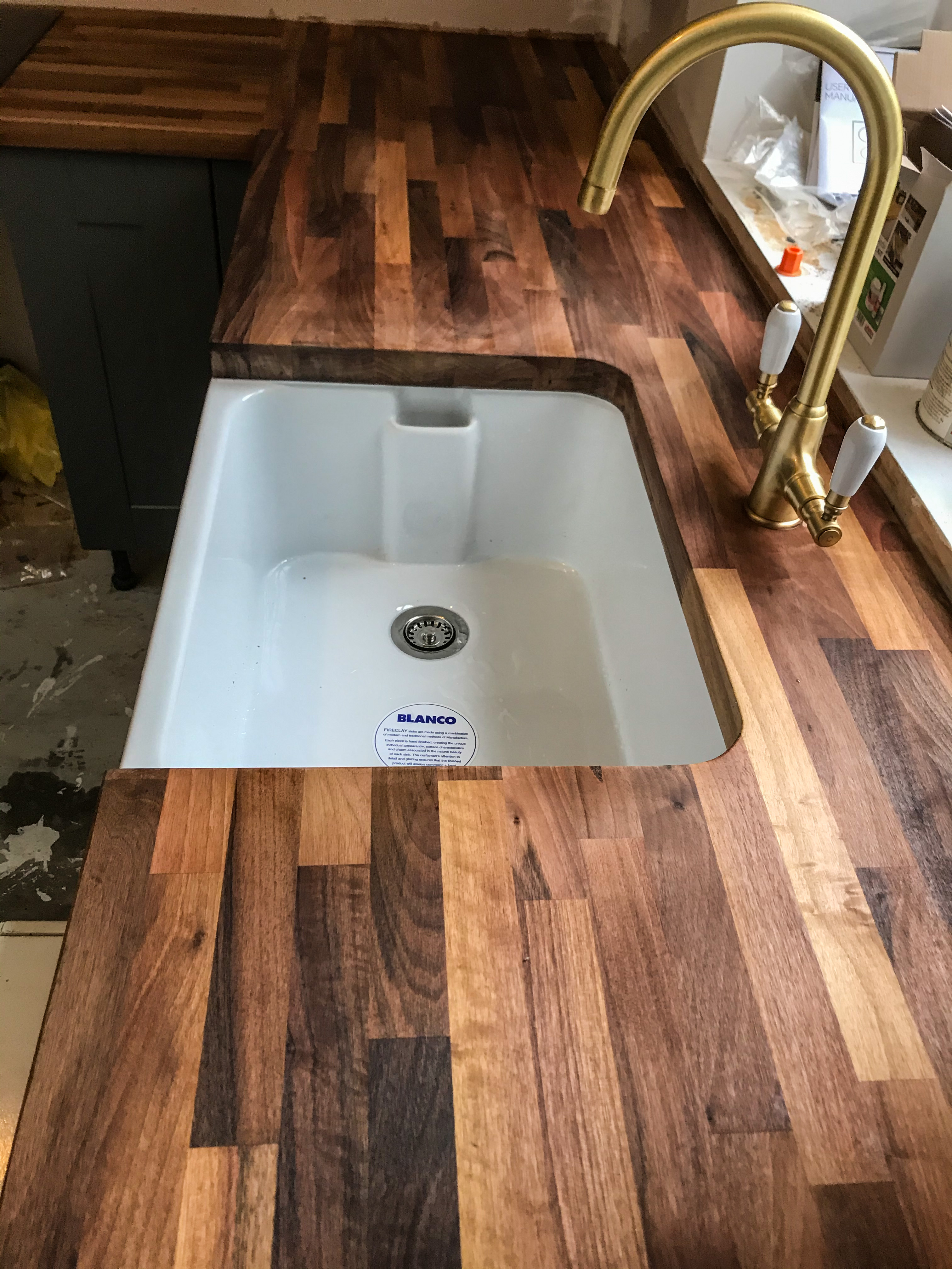 Wooden worktop belfast sink
